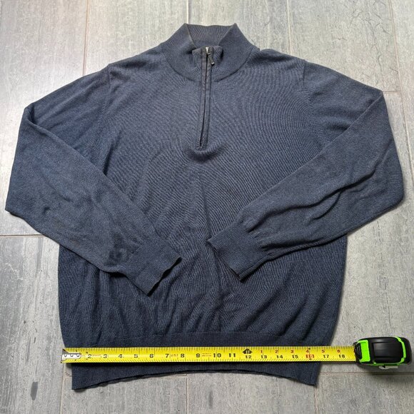 L.L. Bean Cashmere Blend 1/4 Zip Mock Neck Pullover Sweater Blue Gray Size Small - Picture 4 of 7